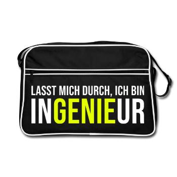 Genie Ingenieur - Retro Tasche - Schwarz/Weiß - Vorne