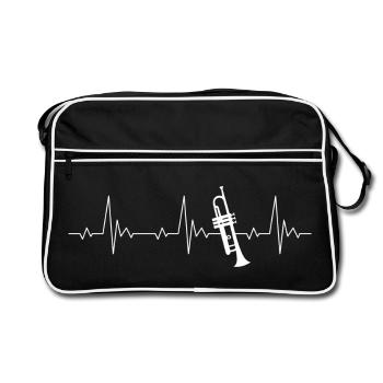 Battement de coeur de trompette avec battement de coeur de joueur de trompette - Sac Retro - noir/blanc - Devant