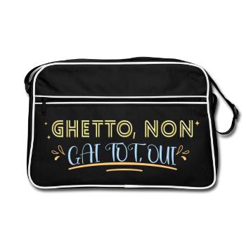 Ghetto. Gai tôt. Humour blague joyeux - Sac Retro - noir/blanc - Devant