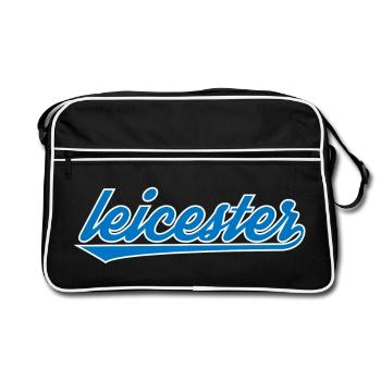Leicester Blue Script Design - Retro Bag - black/white - Front
