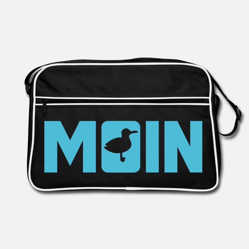 Moin Möwe coole Sprüche Küste Nordsee Meer Fan Retro Tasche