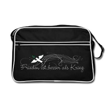 Frieden ist besser als Krieg - Retro Tasche - Schwarz/Weiß - Vorne