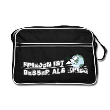 Frieden ist besser als Krieg | Peace is better - Retro Tasche - Schwarz/Weiß - Vorne