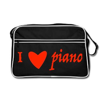 I love piano - Retro Bag - black/white - Front