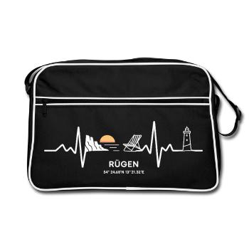 Rügen Heartbeat Baltic Sea Love - Retro Bag - black/white - Front