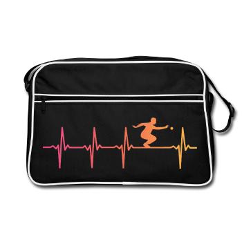 Pétanque Sunset battements de coeur bouliste - Sac Retro - noir/blanc - Devant