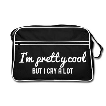 Je suis plutôt cool mais je pleure beaucoup - Sac Retro - noir/blanc - Devant