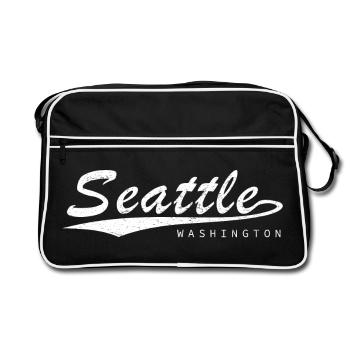 Style de lettrage Seattle avec ligne de ville - Sac Retro - noir/blanc - Devant