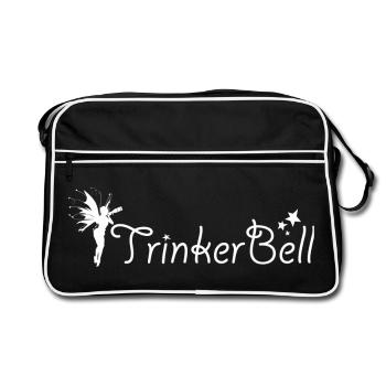 Trinkerbell Fairy Fee Lustiger Alkohol Spruch - Retro Tasche - Schwarz/Weiß - Vorne