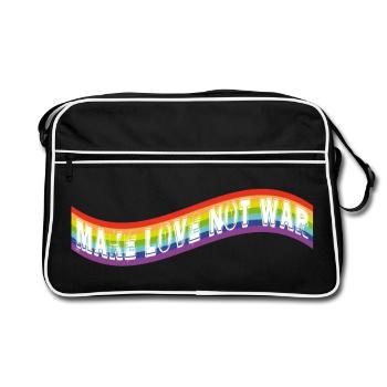 make love not war | Rainbow flag - Retro Tasche - Schwarz/Weiß - Vorne