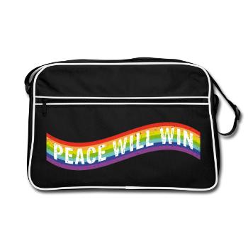 Peace will win Flag - Retro Tasche - Schwarz/Weiß - Vorne