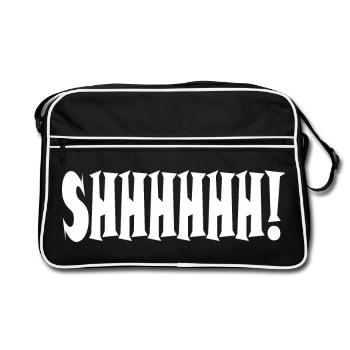 Shhhhh! Minimalist typography - Retro Bag - black/white - Front