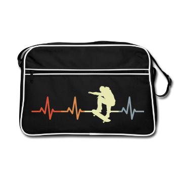 Vintage Skater Heart Palpitations - Retro Bag - black/white - Front