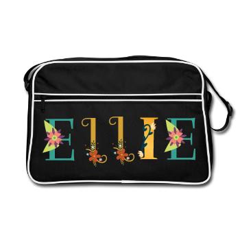 ART DU NOM ELLIE avec des fleurs brodées - Sac Retro - noir/blanc - Devant