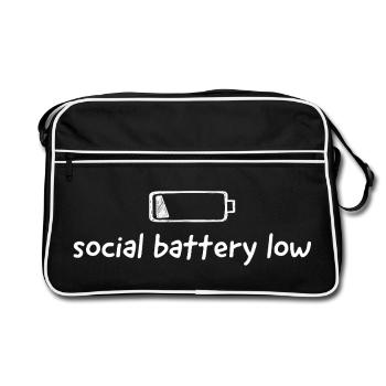 social battery low - Retro Bag - black/white - Front