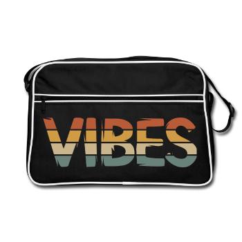 Retro Vibes – Vintage Style Lettering with Mirror - Retro Bag - black/white - Front
