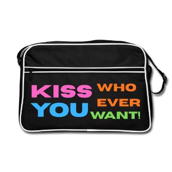 Pride / CSD / LGBTQ+ Design "Kiss" - Retro Bag - black/white - Front