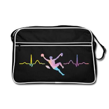 Boulderer Herzschlag Boulder Bouldern - Retro Tasche - Schwarz/Weiß - Vorne