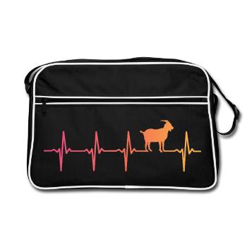 chèvre sunset battement de coeur chèvres goat - Sac Retro - noir/blanc - Devant