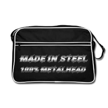 Fabriqué en acier, 100 % Metalhead - Sac Retro - noir/blanc - Devant