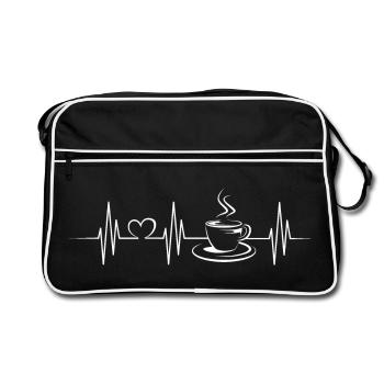 Symbole de café Heartbeat Pulse ECG Café Café Coeur - Sac Retro - noir/blanc - Devant