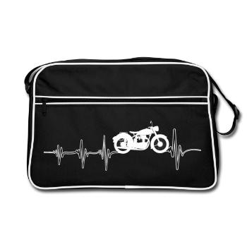 Battement de pouls pour motos anciennes, voitures anciennes, motos - Sac Retro - noir/blanc - Devant