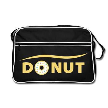 DONUT Schriftzug | donut claim - Retro Tasche - Schwarz/Weiß - Vorne