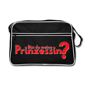 Bist du meine Prinzessin? - Retro Tasche - Schwarz/Weiß - Vorne