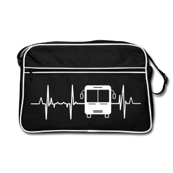 Bus Herzschlag - Retro Tasche - Schwarz/Weiß - Vorne