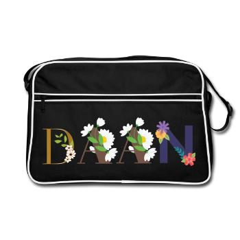 Nom DAAN décoré de fleurs - Sac Retro - noir/blanc - Devant