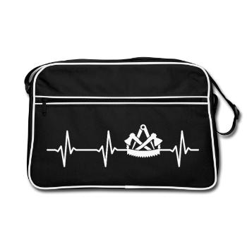 Carpenter's guild sign heartbeat carpenter - Retro Bag - black/white - Front