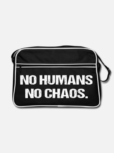 No Humans No Chaos – Minimalistisches Statement - Retro Tasche - Schwarz/Weiß - Vorne