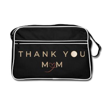 Thank you mom heart design in gold - thank you mom - Retro Bag - black/white - Front