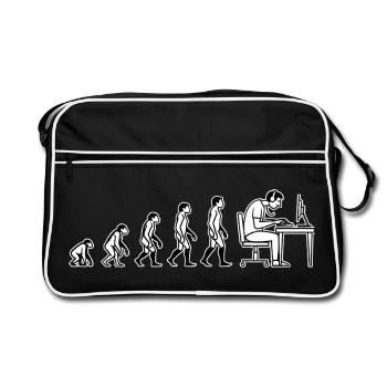 Evolution ends at the computer – Humor Design - Retro Bag - black/white - Front