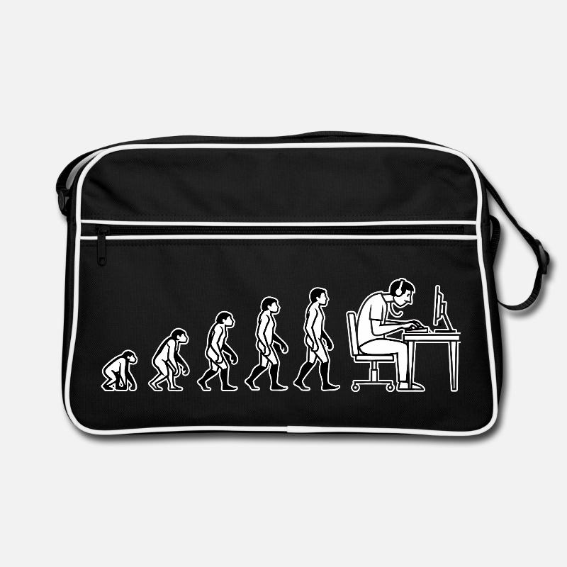 Evolution endet am Computer – Humor Design Retro Tasche