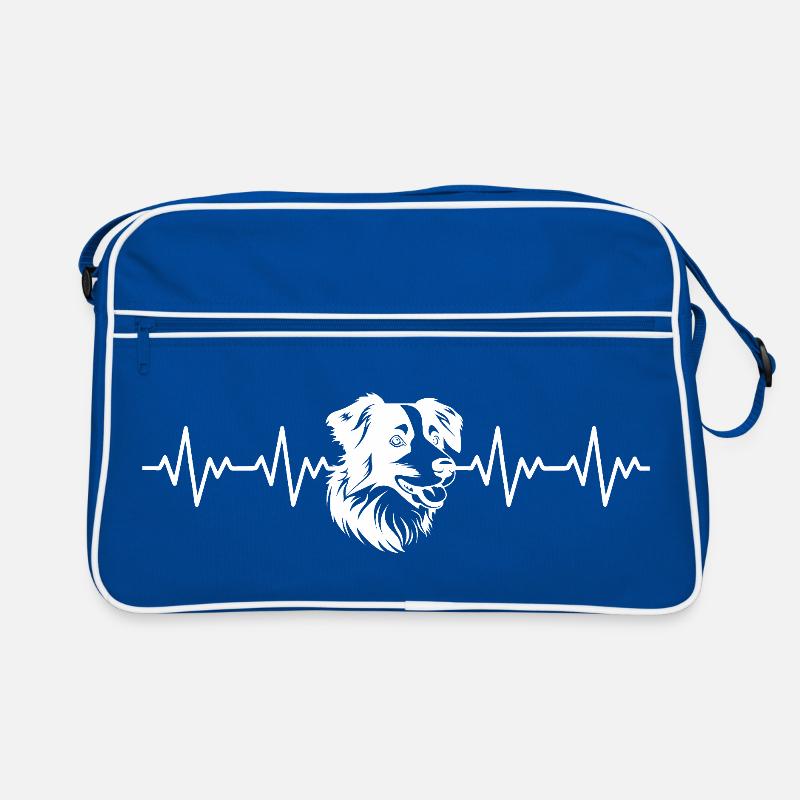 Border Collie EKG Herzschlag Retro Tasche
