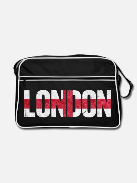 London England - Retro Tasche - Schwarz/Weiß - Vorne