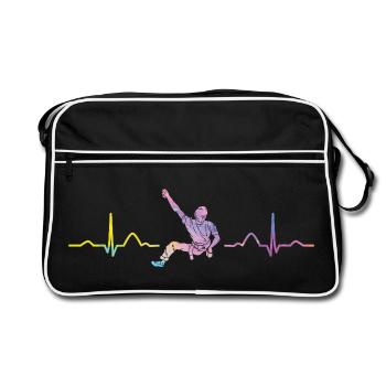 Boulderer Herzschlag Boulder Bouldern - Retro Tasche - Schwarz/Weiß - Vorne