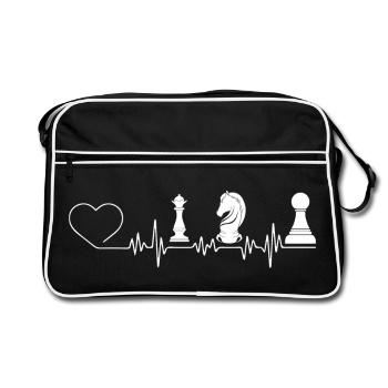 Battement de coeur jeux d'échecs - Sac Retro - noir/blanc - Devant