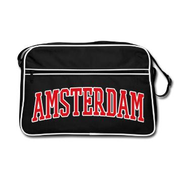 Lettrage Amsterdam Design rouge blanc - Sac Retro - noir/blanc - Devant