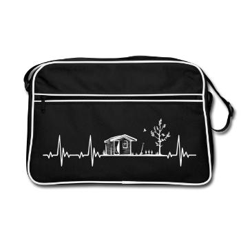Allotment gardening gardener heartbeat - Retro Bag - black/white - Front