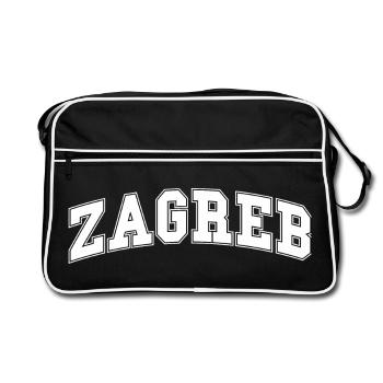 Lettrage rétro ZAGREB – Croatia Design - Sac Retro - noir/blanc - Devant