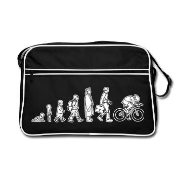 Evolution eines Radfahrers - Retro Tasche - Schwarz/Weiß - Vorne
