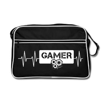 Console PC de jeux de jeux de logo de battement de cœur de jeu - Sac Retro - noir/blanc - Devant