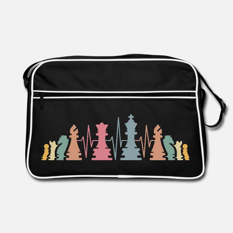 Schachfiguren Herzschlag retro Schach Team Symbol Retro Tasche