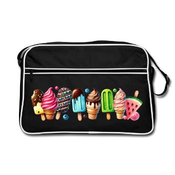 Add a sweet touch with these colorful ice cream motifs - Retro Bag - black/white - Front