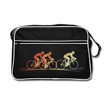 Vintage Radfahrer - Retro Tasche - Schwarz/Weiß - Vorne