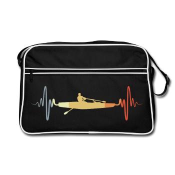 Vintage Rowing Boat Sketch - Retro Bag - black/white - Front