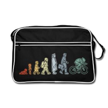 Radfahrer Evolution - Retro Tasche - Schwarz/Weiß - Vorne