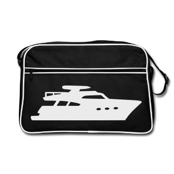 Yacht Silhouette Motorboat - Retro Bag - black/white - Front